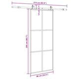 Porta Scorrevole con Ferramenta Nera 90x205 cm in Vetro ESG