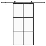 Porta Scorrevole con Ferramenta Nera 102x205 cm in Vetro ESG