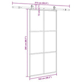 Porta Scorrevole con Ferramenta Nera 102x205 cm in Vetro ESG