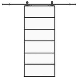 Porta Scorrevole con Ferramenta Nera 90x205 cm in Vetro ESG