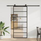 Porta Scorrevole con Ferramenta Nera 90x205 cm in Vetro ESG