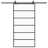 Porta Scorrevole con Ferramenta Nera 102x205 cm in Vetro ESG
