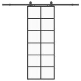 Porta Scorrevole con Ferramenta Nera 76x205 cm in Vetro ESG
