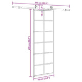 Porta Scorrevole con Ferramenta Nera 76x205 cm in Vetro ESG