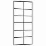 Porta Scorrevole con Ferramenta Nera 90x205 cm in Vetro ESG