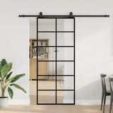 Porta Scorrevole con Ferramenta Nera 90x205 cm in Vetro ESG