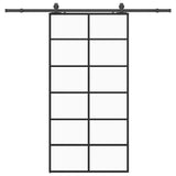 Porta Scorrevole con Ferramenta Nera 102x205 cm in Vetro ESG