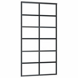 Porta Scorrevole con Ferramenta Nera 102x205 cm in Vetro ESG