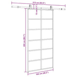 Porta Scorrevole con Ferramenta Nera 102x205 cm in Vetro ESG