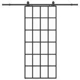 Porta Scorrevole con Ferramenta Nera 90x205 cm in Vetro ESG