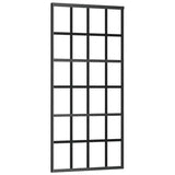 Porta Scorrevole con Ferramenta Nera 90x205 cm in Vetro ESG