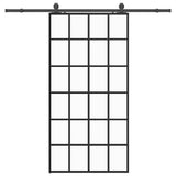 Porta Scorrevole con Ferramenta Nera 102x205 cm in Vetro ESG
