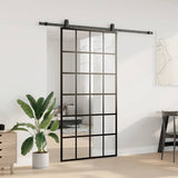 Porta Scorrevole con Ferramenta Nera 102x205 cm in Vetro ESG