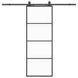 Porta Scorrevole con Ferramenta Nera 76x205 cm in Vetro ESG