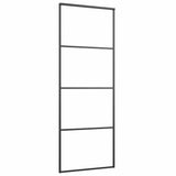 Porta Scorrevole con Ferramenta Nera 76x205 cm in Vetro ESG