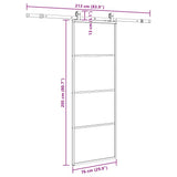 Porta Scorrevole con Ferramenta Nera 76x205 cm in Vetro ESG
