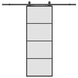 Porta Scorrevole con Ferramenta Nera 76x205 cm in Vetro ESG