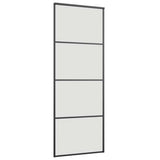 Porta Scorrevole con Ferramenta Nera 76x205 cm in Vetro ESG