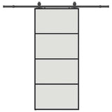 Porta Scorrevole con Ferramenta Nera 90x205 cm in Vetro ESG