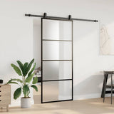 Porta Scorrevole con Ferramenta Nera 90x205 cm in Vetro ESG