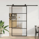 Porta Scorrevole con Ferramenta Nera 102,5x205 cm in Vetro ESG