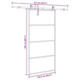 Porta Scorrevole con Ferramenta Nera 102,5x205 cm in Vetro ESG