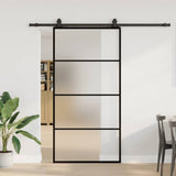 Porta Scorrevole con Ferramenta Nera 102,5x205 cm in Vetro ESG