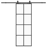 Porta Scorrevole con Ferramenta Nera 76x205 cm in Vetro ESG