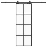 Porta Scorrevole con Ferramenta Nera 76x205 cm in Vetro ESG