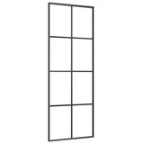 Porta Scorrevole con Ferramenta Nera 76x205 cm in Vetro ESG