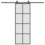 Porta Scorrevole con Ferramenta Nera 76x205 cm in Vetro ESG