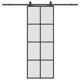 Porta Scorrevole con Ferramenta Nera 76x205 cm in Vetro ESG