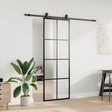 Porta Scorrevole con Ferramenta Nera 76x205 cm in Vetro ESG