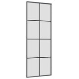 Porta Scorrevole con Ferramenta Nera 76x205 cm in Vetro ESG