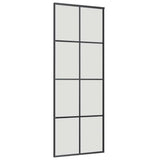 Porta Scorrevole con Ferramenta Nera 76x205 cm in Vetro ESG