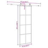 Porta Scorrevole con Ferramenta Nera 76x205 cm in Vetro ESG