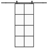 Porta Scorrevole con Ferramenta Nera 90x205 cm in Vetro ESG