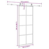 Porta Scorrevole con Ferramenta Nera 90x205 cm in Vetro ESG