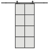 Porta Scorrevole con Ferramenta Nera 90x205 cm in Vetro ESG