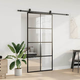 Porta Scorrevole con Ferramenta Nera 102,5x205 cm in Vetro ESG