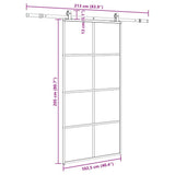 Porta Scorrevole con Ferramenta Nera 102,5x205 cm in Vetro ESG