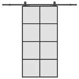 Porta Scorrevole con Ferramenta Nera 102,5x205 cm in Vetro ESG