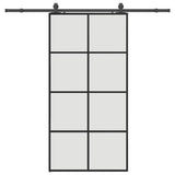 Porta Scorrevole con Ferramenta Nera 102,5x205 cm in Vetro ESG