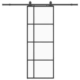 Porta Scorrevole con Ferramenta Nera 76x205 cm in Vetro ESG