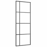 Porta Scorrevole con Ferramenta Nera 76x205 cm in Vetro ESG