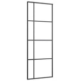 Porta Scorrevole con Ferramenta Nera 76x205 cm in Vetro ESG