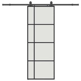 Porta Scorrevole con Ferramenta Nera 76x205 cm in Vetro ESG