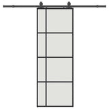 Porta Scorrevole con Ferramenta Nera 76x205 cm in Vetro ESG