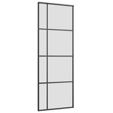 Porta Scorrevole con Ferramenta Nera 76x205 cm in Vetro ESG