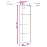 Porta Scorrevole con Ferramenta Nera 76x205 cm in Vetro ESG